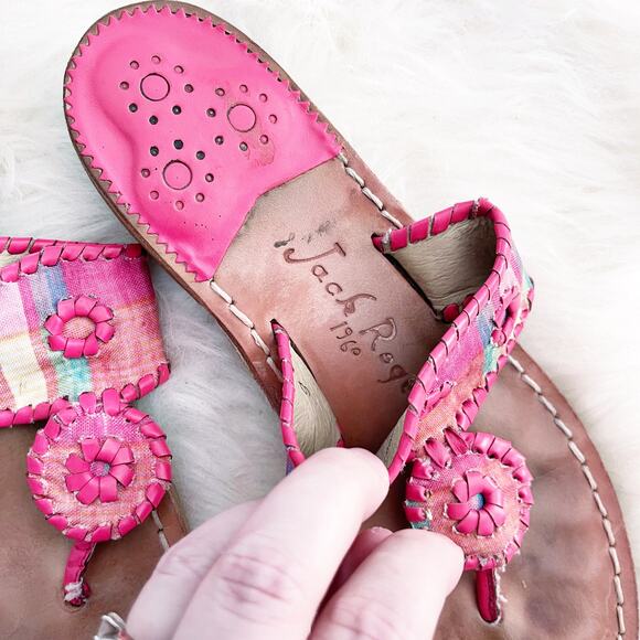 Jack Rogers Pink Madras Plaid Kyra Thong Sandal - Picture 3 of 8
